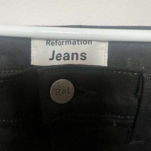 Reformation Women's Jeans Size 29 Ultra High & Skinny Black Organic Cotton Zip - Picture 3 of 10